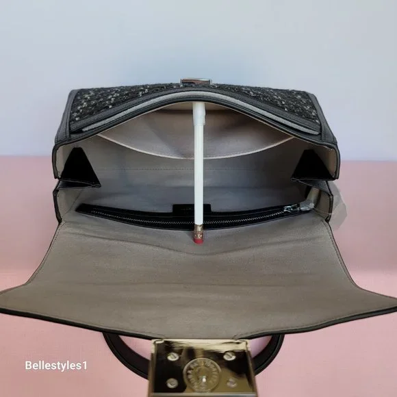 KATE SPADE Katy Tweed Medium Top Handle Bag-Black Multi - Picture 13 of 16